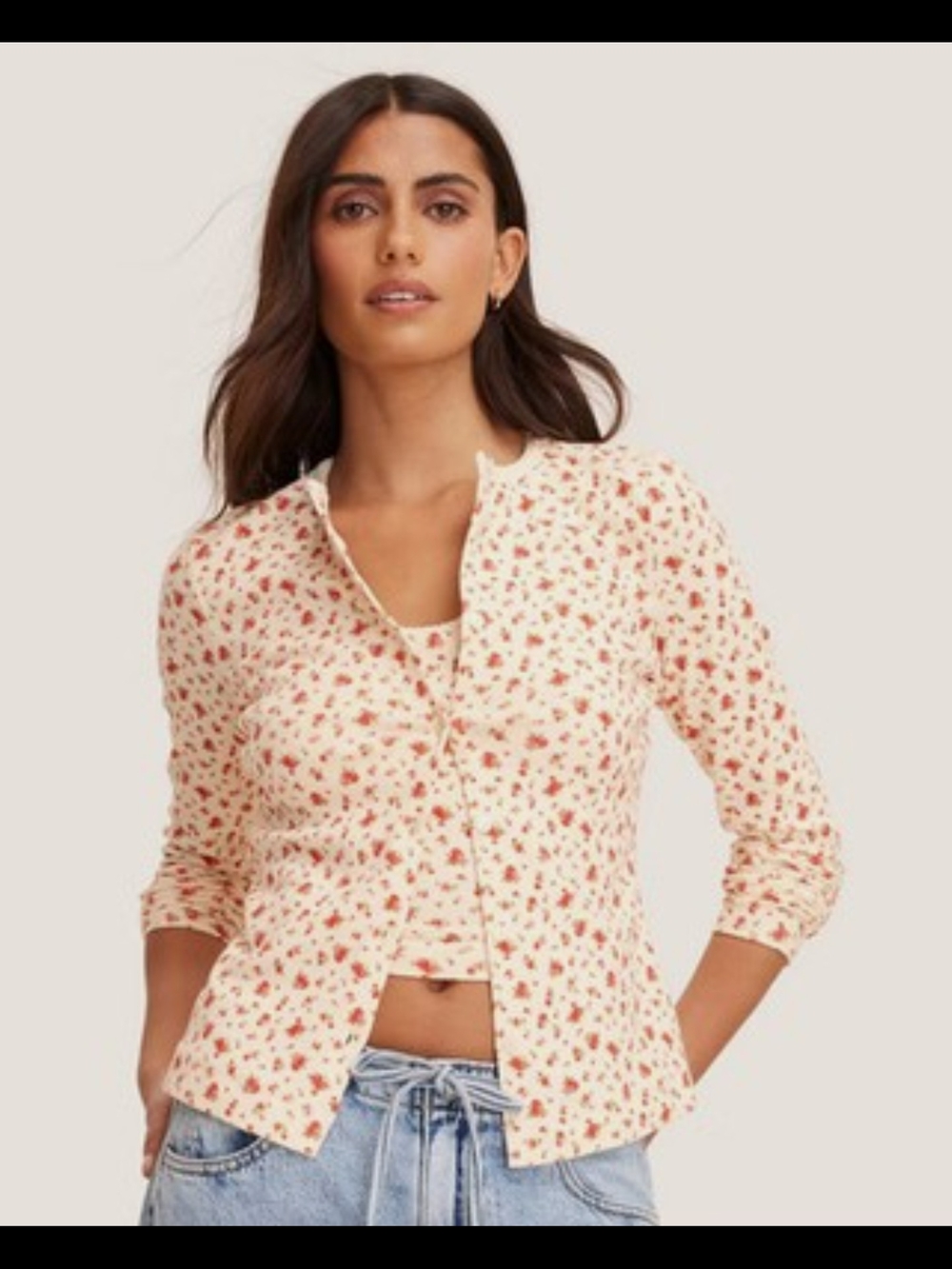 Parke Women Pointelle Cardigan - Parke Cream Floral 